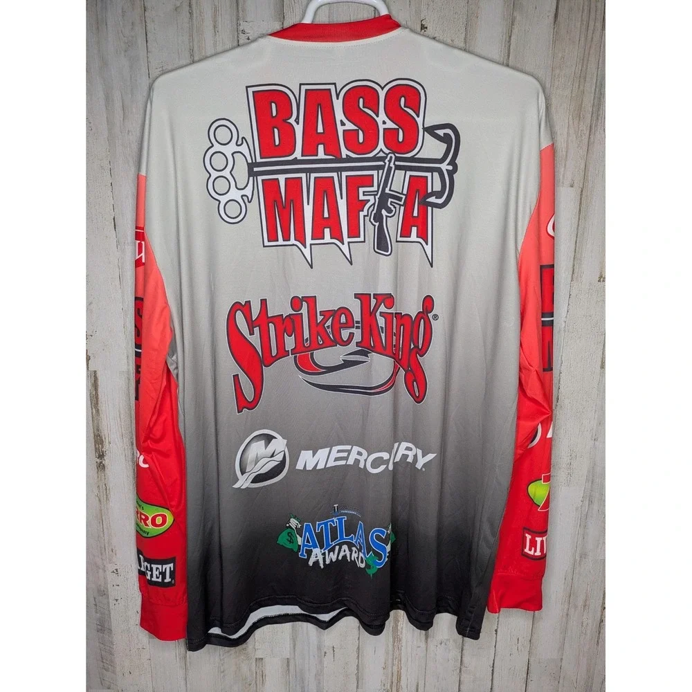 FLW Bass Fishing Jersey 2XL Bass Mafia‎ Mercury Strike King Tournament Sponsors